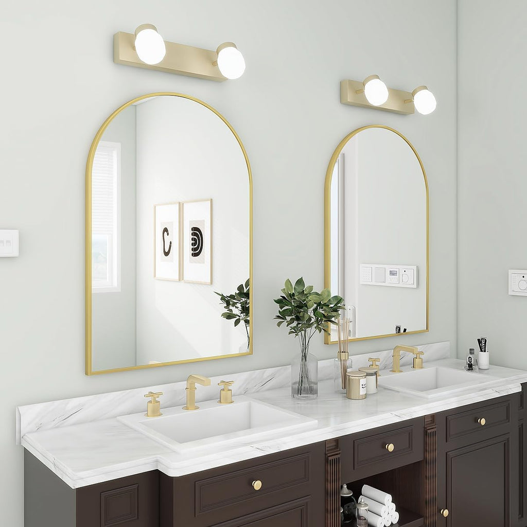 20"x30" Arch Bathroom Mirror, Wall Mounted Vanity Metal Frame Mirror , Gold