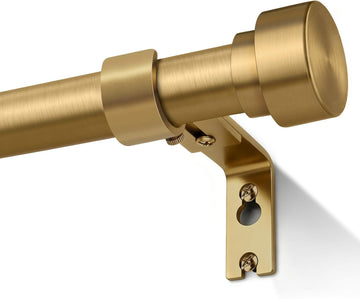 Brass Curtain Rods for Windows 32 to 60 Inch,1 Inch Heavy Duty Brush Gold Window Curtain Rod with Solid Metal Finials