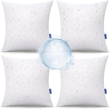 18x18 Outdoor Pillows,Set of 4 Throw Pillows Waterproof,Soft Support Throw Inserts Decorative Water Resistant