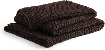 Chunky Cotton Knit Throw Blanket, Cable Knit Throws, Comfy & Relaxing, Decorative Piece for Farmhouse Modern Boho