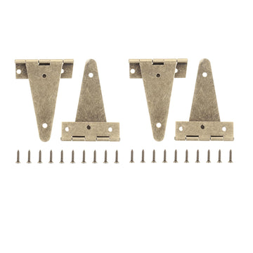 4Pcs Antique Bronze T-Strap Butt Hinges with Screws, 3.98"x2.36"