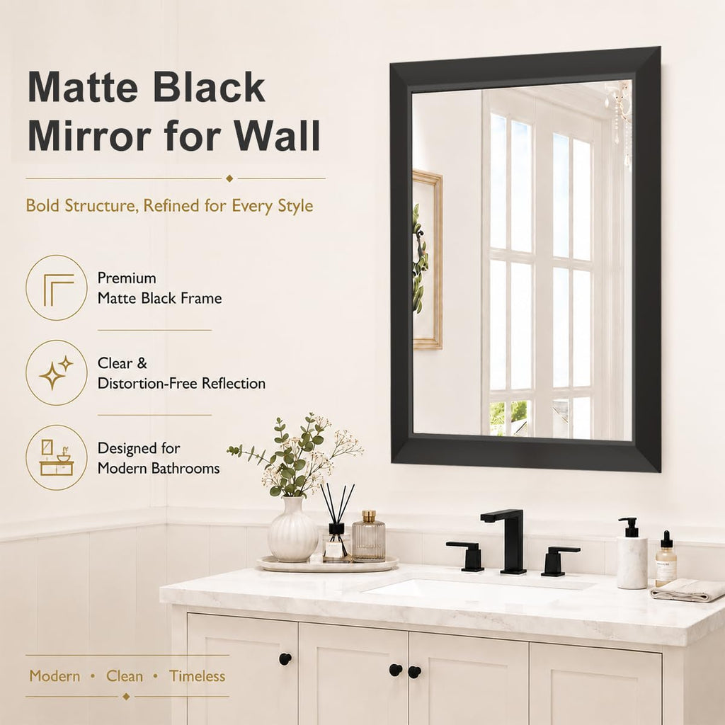 24x36 Matte Black Bathroom Vanity Mirror for Over Sink