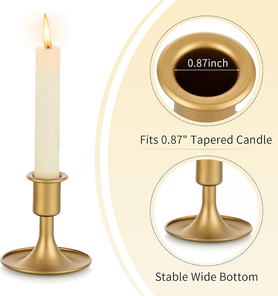 Hurricane Candlestick Holders Gold - 10 Pcs Taper Candle Holders Bulk Tall Clear Glass Cylinder for Wedding Table