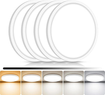 4Pack 7inch LED Flush Mount Ceiling Light, Dimmable & 5Color Temperatures (3000K-6500K), 15W Round Slim White Light