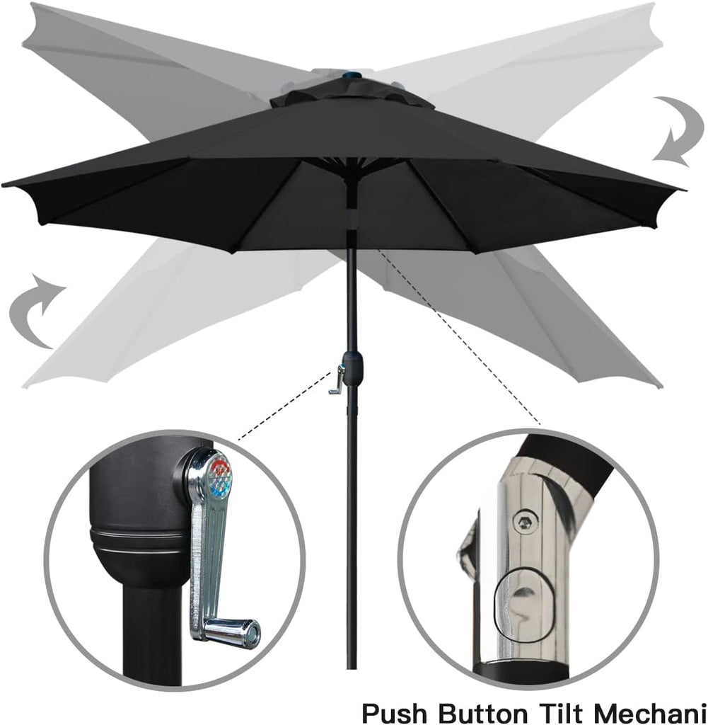 9' Patio Umbrella Outdoor Table Umbrella with 8 Sturdy Ribs