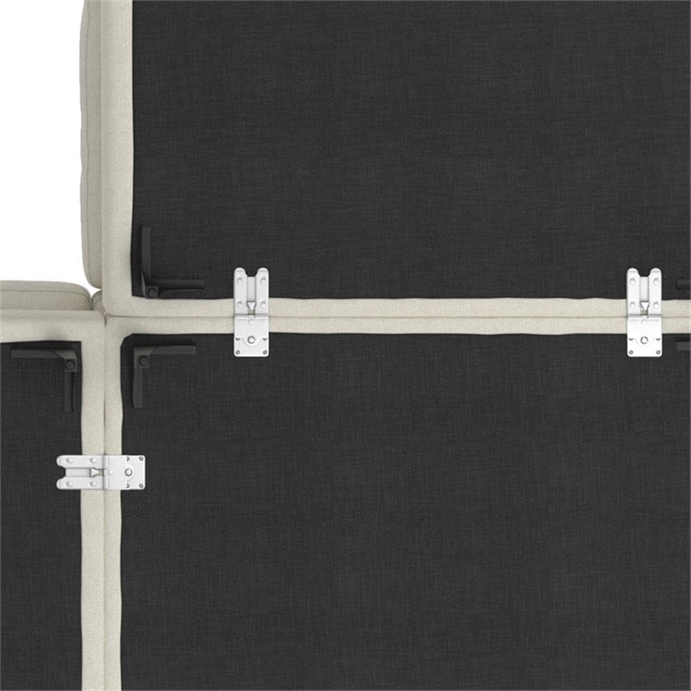 Corner Sectional Sofa, 102 in Wide, Cream Performance Fabric, Mid-Century Modern, Metal Legs, Seats 5