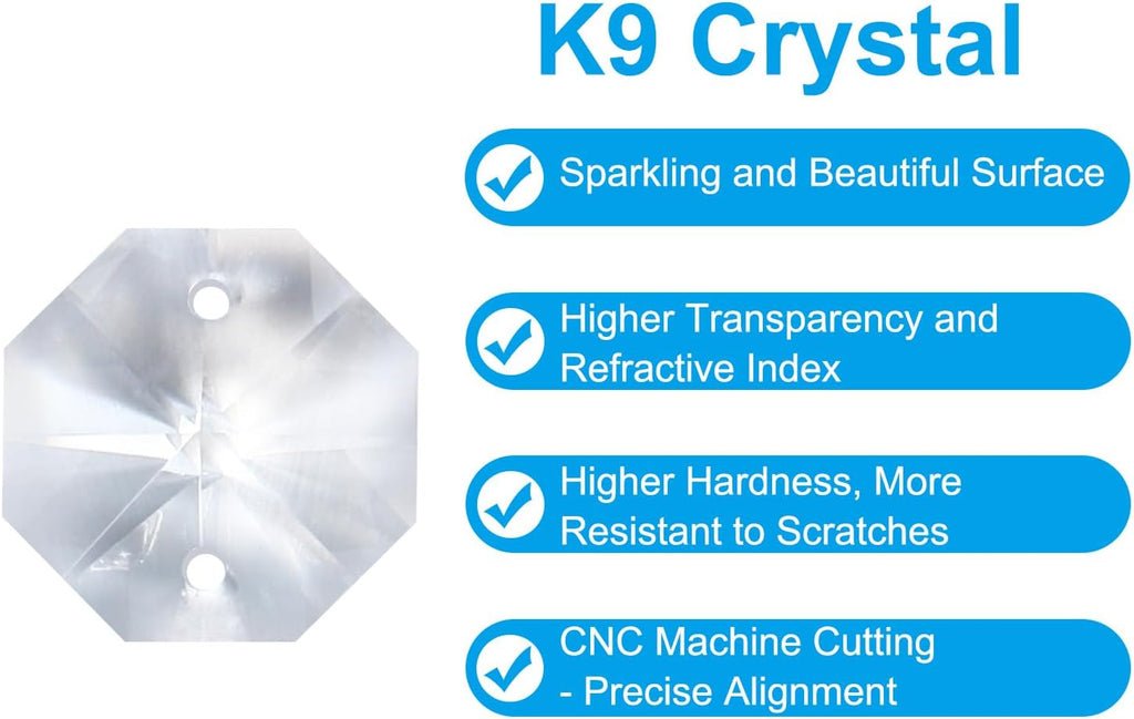 K9 Crystal Octagon Beads 2 Holes Pendants