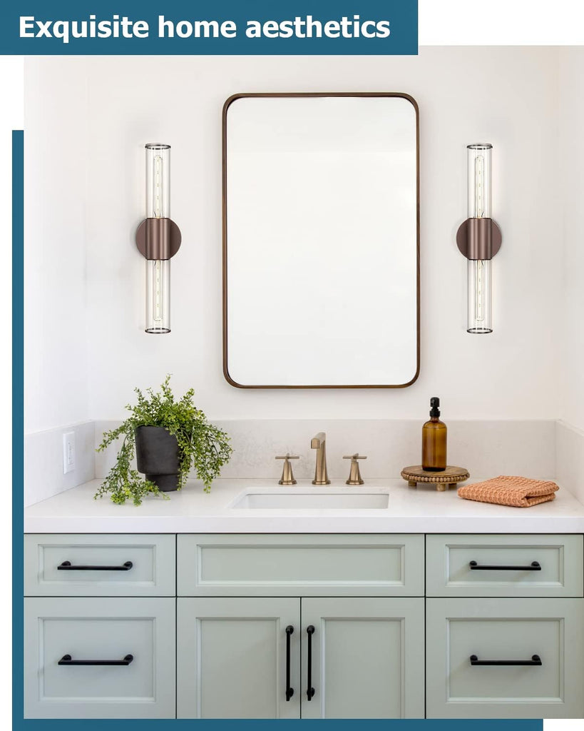 Bathroom Vanity Light Fixture, 2-Light Oil Rubbed Bronze Wall Sconce Lighting Fixture with Clear Glass, Indoor E26