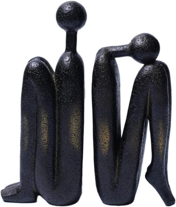Abstract Thinker Bookends Set - Modern Resin Sculptures | Home & Office Decor, Durable Artistic Book Supports in Two