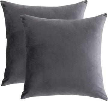 Gray Throw Pillows Covers Set of 2 Velvet 20x20 Inch
