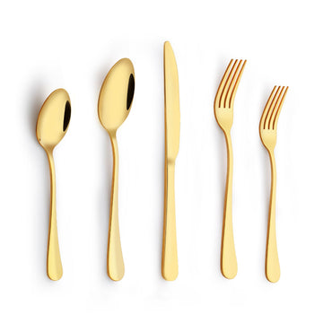 Gold Silverware Set, 30 Piece Flatware Cutlery Set for 6, 18/0 Stainless Steel Silverware, Mirror Polished Cutlery