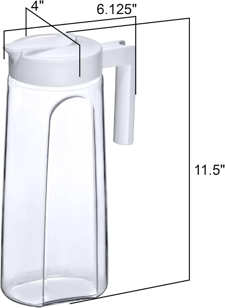 Slim - Tritan Pitcher (64 oz), Unbreakable Plastic Water Pitcher with Lid, BPA-Free, Heat-Resistant, Dishwasher-Safe