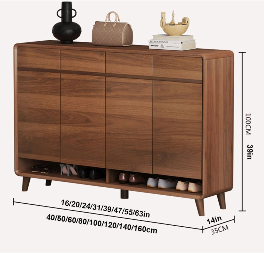 Hallway Storage Shoe Cabinet ,Wooden Storages Space-Saving Shelf,Organizer Rack,with Drawers,Fluted,with Adjustable