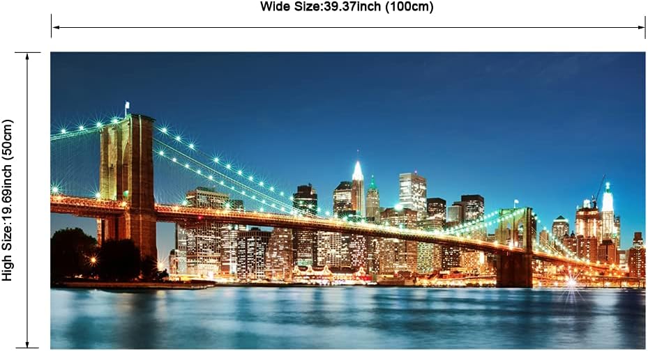 Large Modern New York Cityscape Canvas Wall Art Brooklyn Bridge Night View Canvas Prints Stretched Landscape Pictures