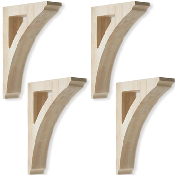4 Pcs Wood Corbels, 1-3/4" x 6-1/2" x 9" Wooden Shelf Brackets