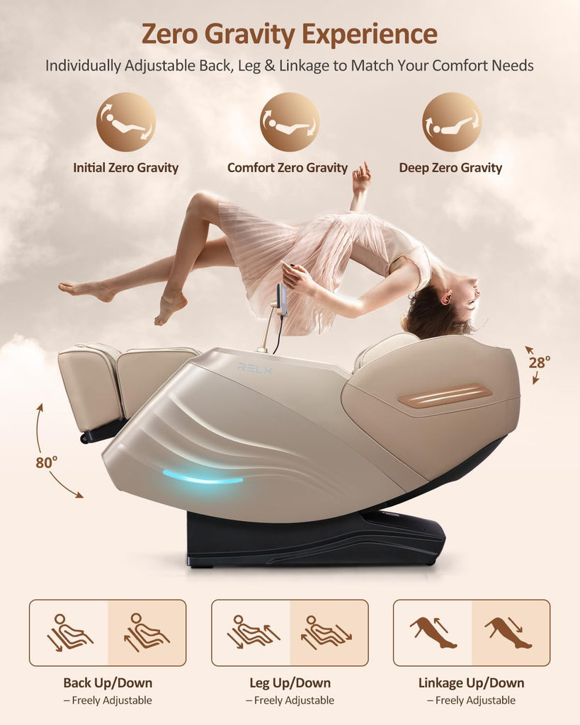 Massage Chair Full Body with Body Scan, Zero Gravity, SL-Track, Cream | 20 Modes Shiatsu Massage Chair Built-in Heat