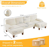Karl home U-Shape Sectional Sofa Couch 111" Modern 4-Seat Sofa with Chaises Chenille Fabric Upholstered Covertible