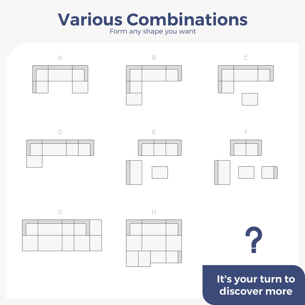 6-Seater U-Shaped Modular Sectional Sofa Couch with Ottoman