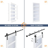 Double 24×84 Inch Glass Barn Door Slab and 8ft Hardware Kit Included, 5 Frosted Glass, LVL Wood Pane