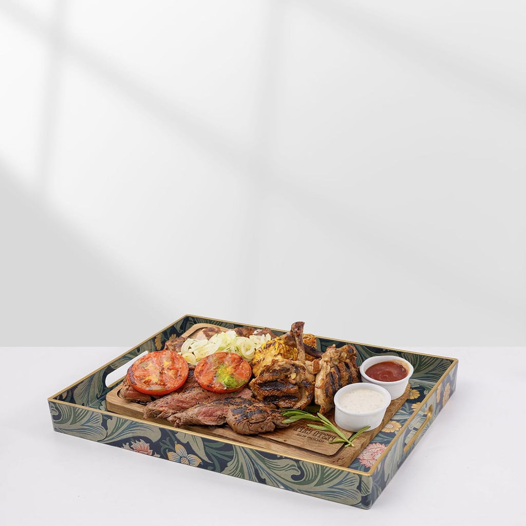 Coffee Table Trays Serving Tray with Handles, Modern Large Tray for Ottoman Coffee Table
