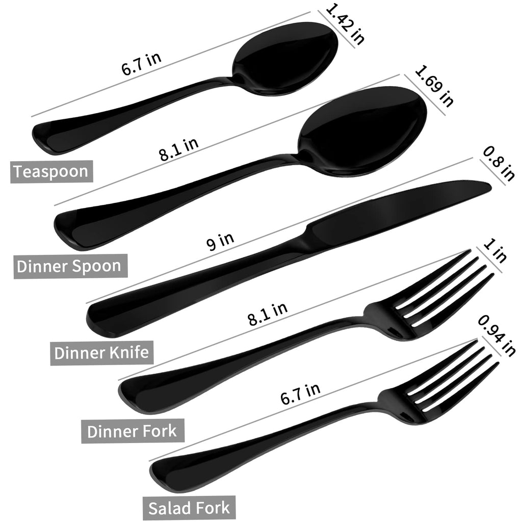 Black Silverware Set, 20-Piece Flatware Set Service for 4