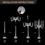 6 Arm Acrylic Candle Holder for Tables, Acrylic Candelabra Centerpieces for Taper LED Candles, 37.4 in Tall