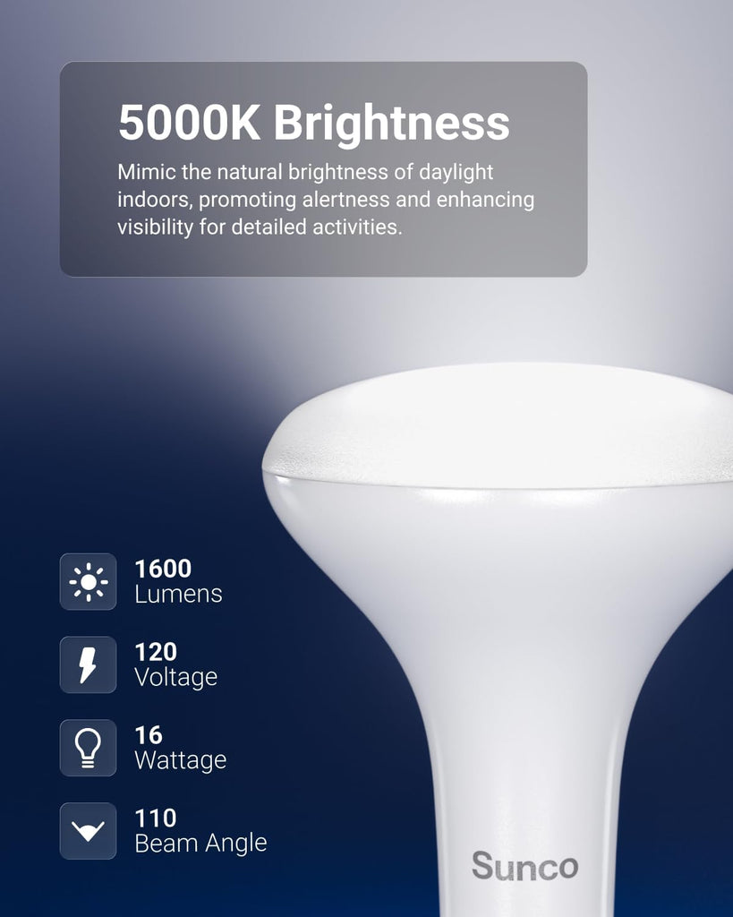 12 Pack BR30 LED Bulb, Recessed Can Light Bulbs, Indoor Flood Lighting, 1600 LM, 16W (100W Equivalent) 5000K Daylight