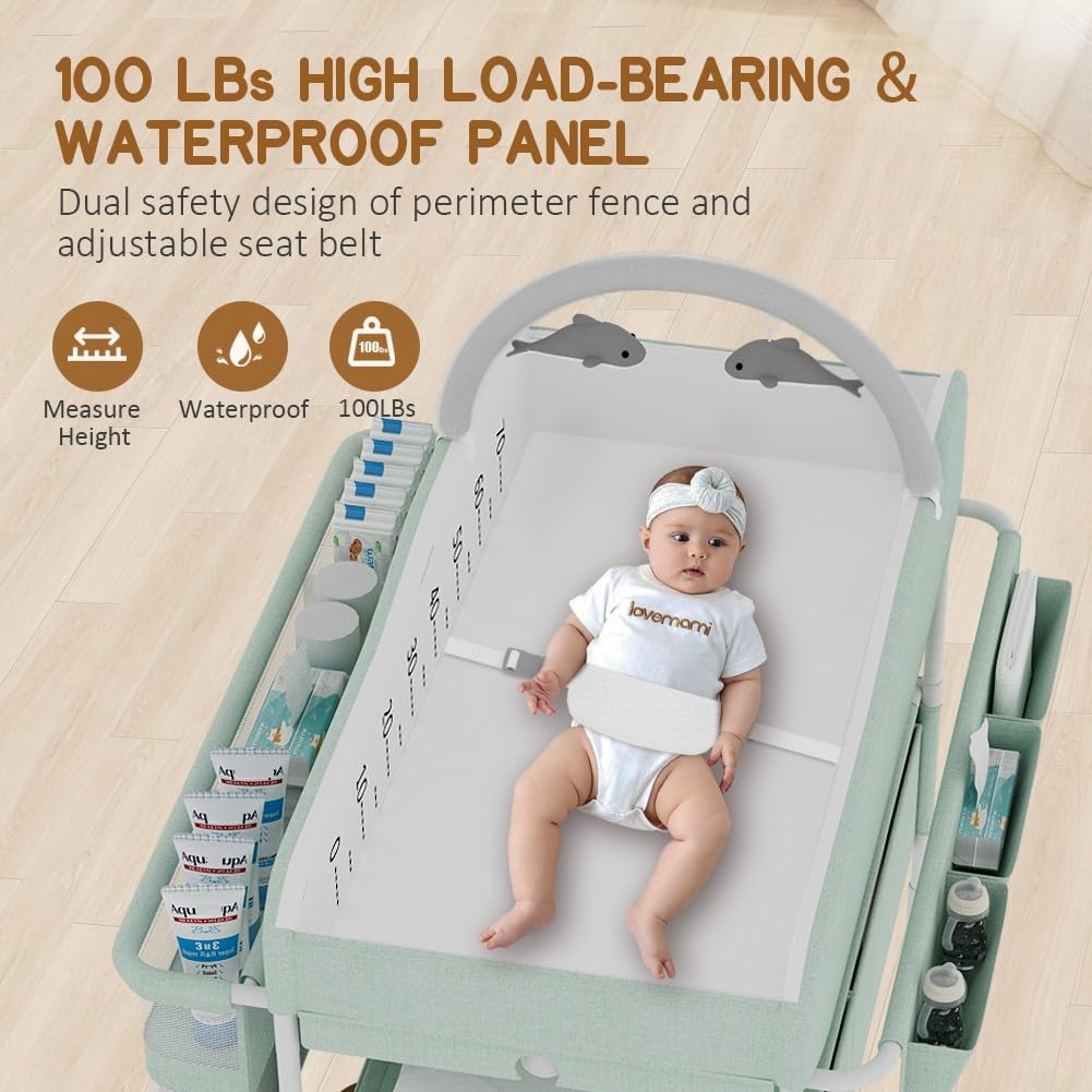 Diaper Changing Station, Portable Changing Table for Baby, Diaper Changing Table with Storage Drawers, Waterproof