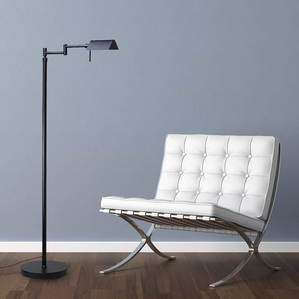 Brook Adjustable Dimmable LED Pharmacy Floor Lamp, Black