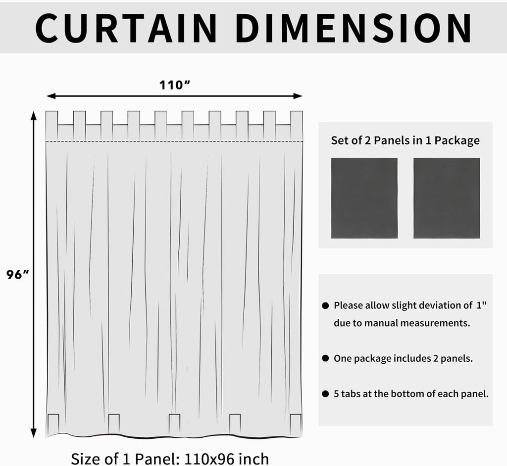 Outdoor Patio Curtains Detachable Tab Top Windproof Weatherp - Image 6