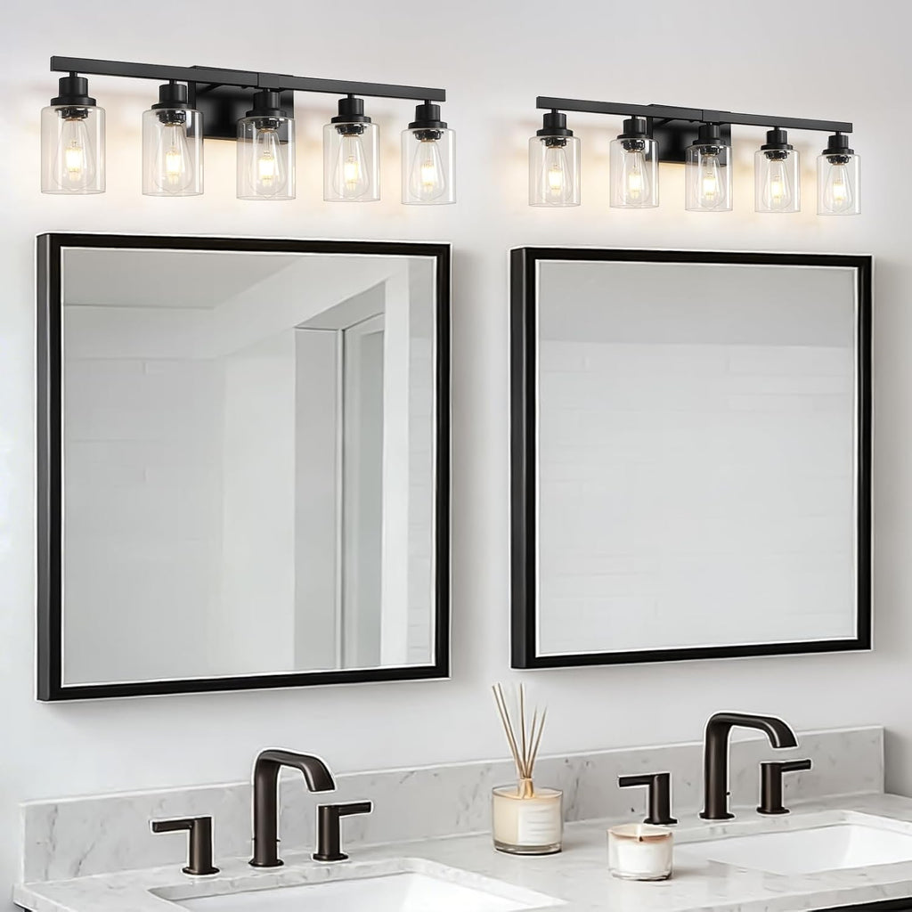 5-Light Black Bathroom Vanity Light, Modern Vanity Lighting Fixture , 31" Matte Light Fixture, Wall Sconces with