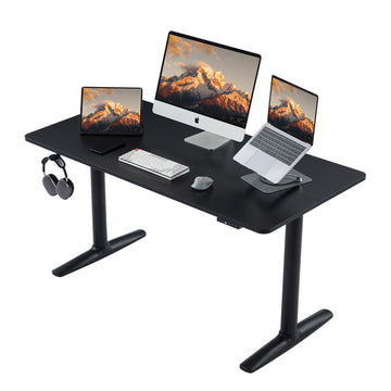 Electric Standing Desk, Height Adjustable Desk with Round Tube Legs, 48 x 24 Inches Memory Sit Stand up Desk, Home