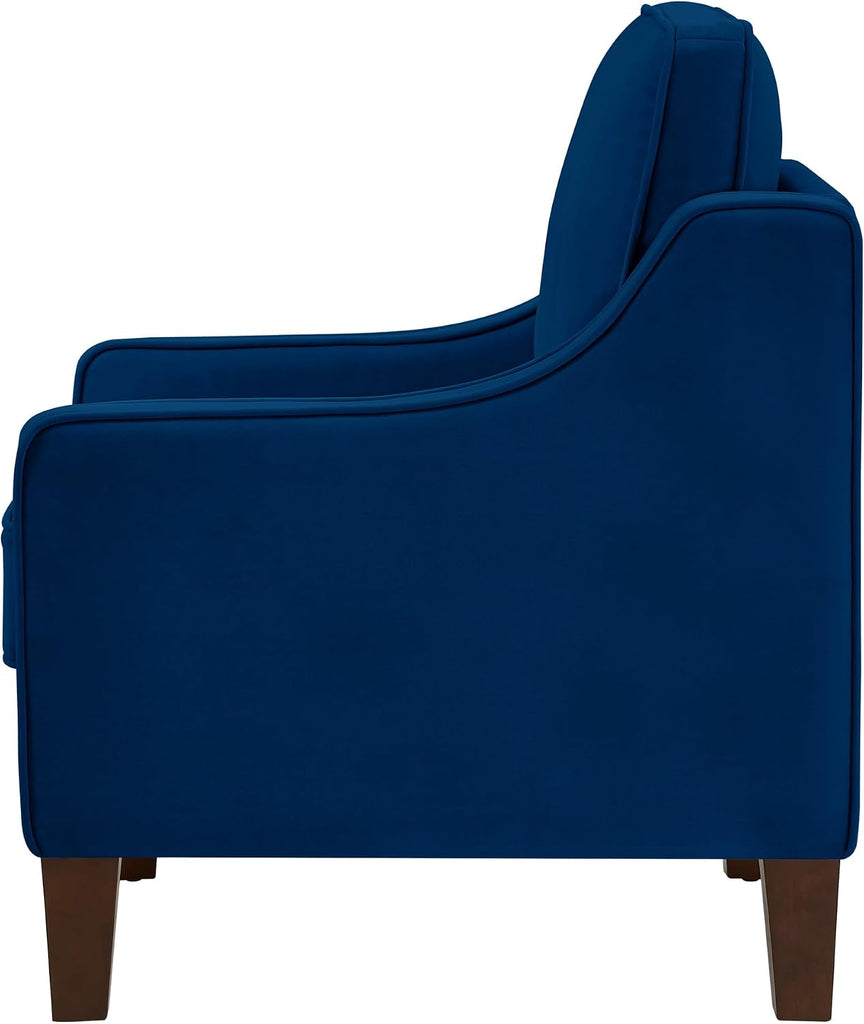 29" Modern Armchair,Living Room Single Seat Sofa,Upholstered Velvet Chair,with Wooden Legs, ,Navy