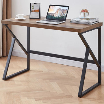 Rustic Home Office Computer Desk, Industrial Metal Wooden Desk 47 Inch