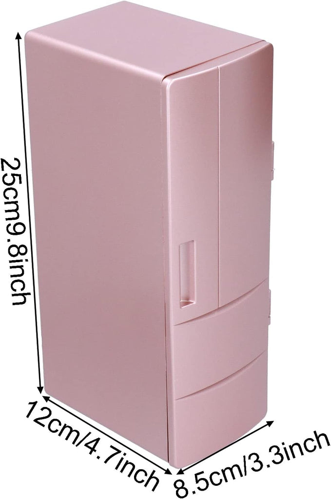 Portable Cooler & Warmer Mini Fridge - 4.7x3.3x9.8" Rose Gold Thermoelectric Mini Fridge for Skincare, Cosmetics
