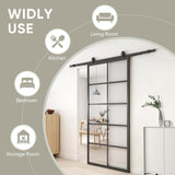 DIY Glass Sliding Kitchen Barn Door - 42in x 84in Modern French Style, Aluminum Frame, 5-Lite Temper