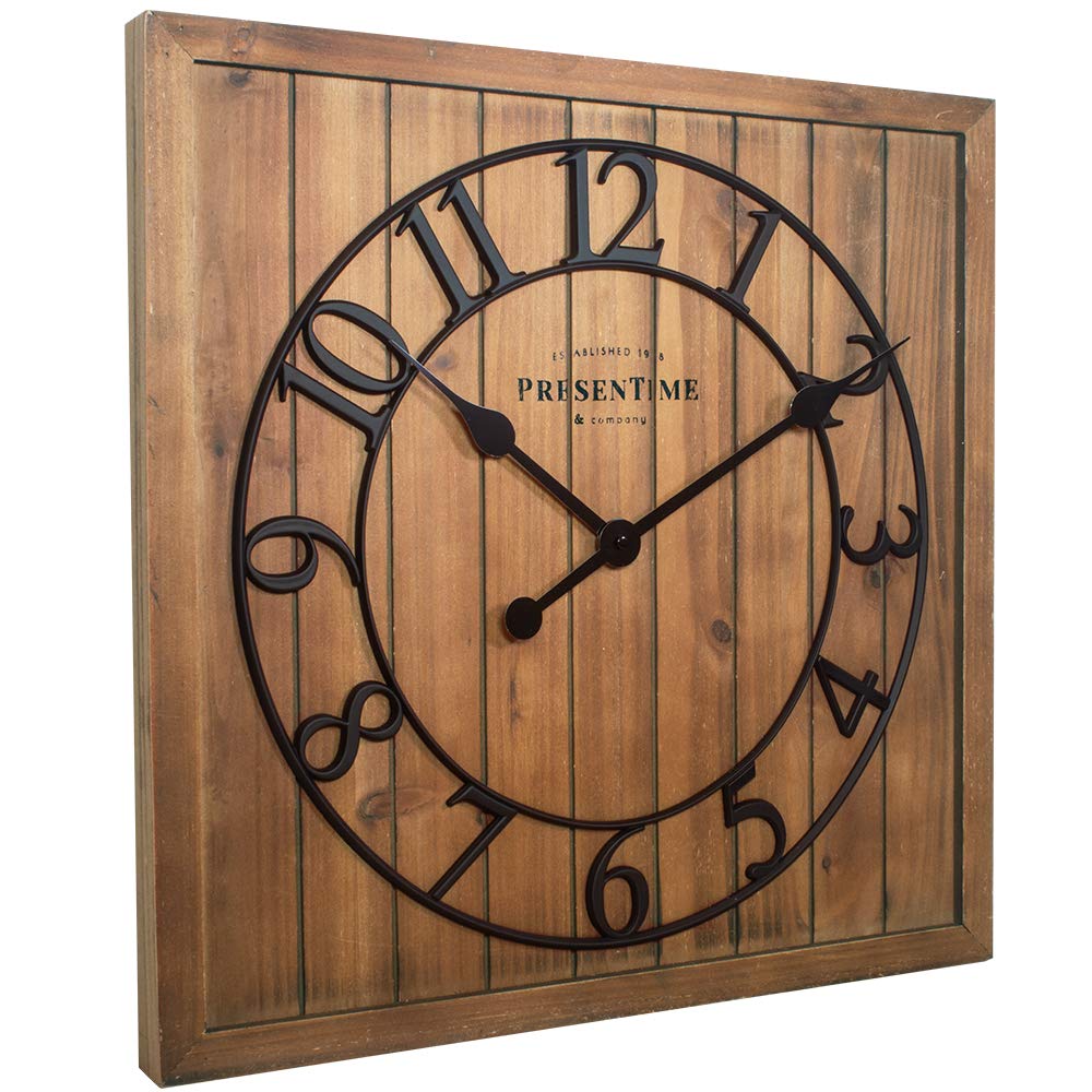 21" Farmhouse Square Shiplap Barn Door Wood Clock