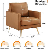 Modern Reading Chair — Cognac PU Leather