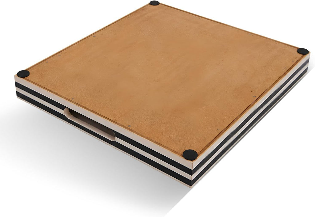 12x12 Decorative Tray for Coffee Table, Centerpiece & Vanity, Black and White Resin Inlay Concentric Pattern Inspired