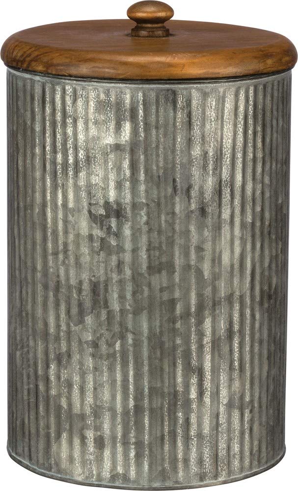 Rustic Style Canisters, Set of 3, Galvanized Metal and Wood