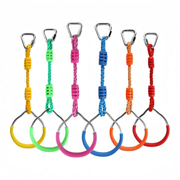 Ninja Rings & Trapeze Bar, Monkey Bar Swing for Ninjaline, 6 Colors