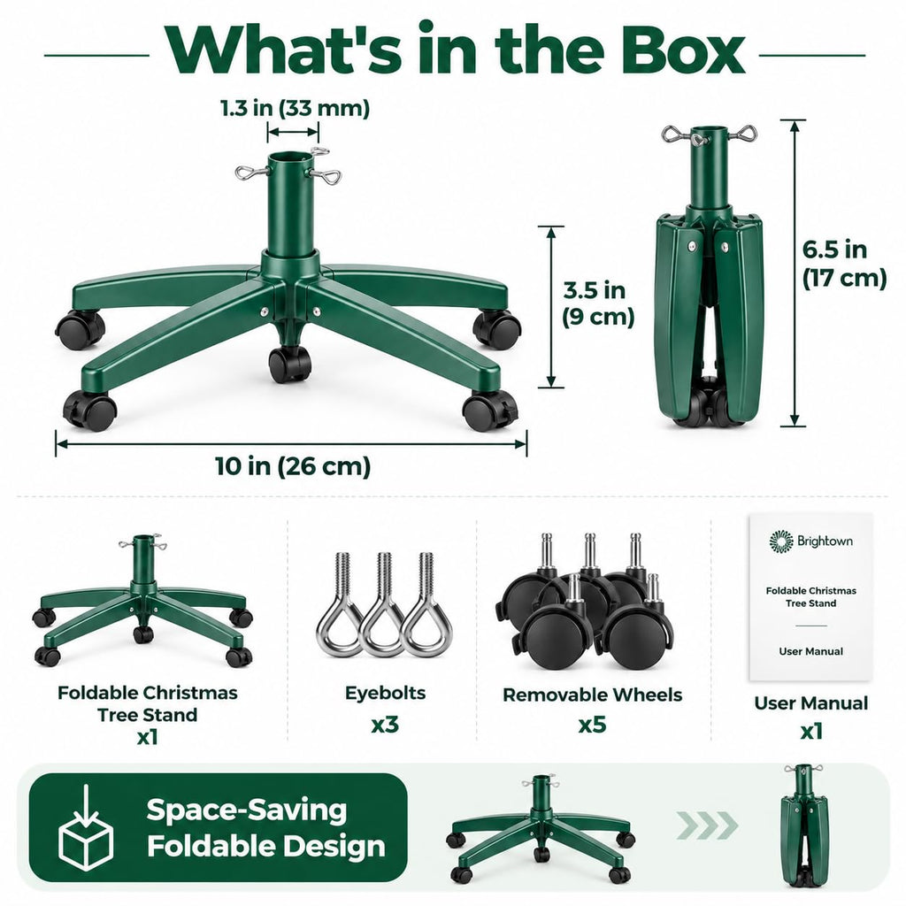 Rolling Christmas Tree Stand, Folding Base for Artificial Trees