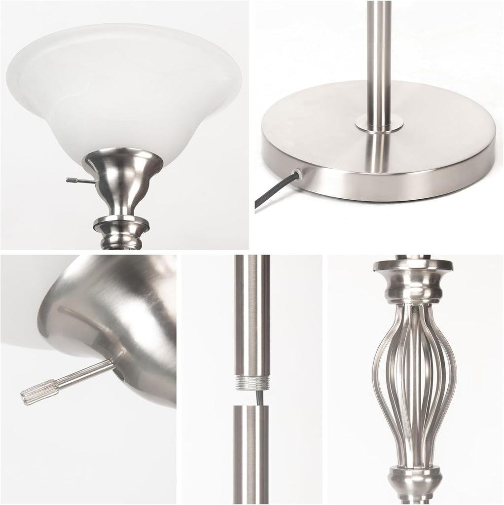 Torchiere Floor Lamps, Standing Lamp with White Alabaster Glass Shade, Corner Floor Lamp Pole Lamp - Elegant Floor Lamps
