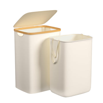 Large Laundry Hamper, 75L Waterproof Laundry Basket with Lid and Removable Bag, Collapsible Tall Clothes Hamper with