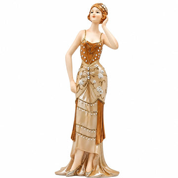 13 Inch Victorian Art Deco Lady Figurine, Woman Statue