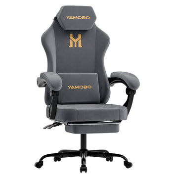 Gaming Chair with Footrest, Game Chair with Lumbar and Headrest Massage Support for Adults, Ergonomic Fabric High