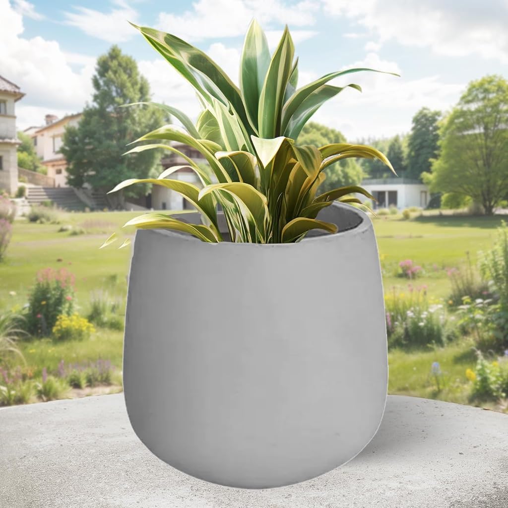 Round Concrete Planter, Large Caliber Planting Floor Indoor and Outdoor Large Planters Patio Gardens(24 * 25)