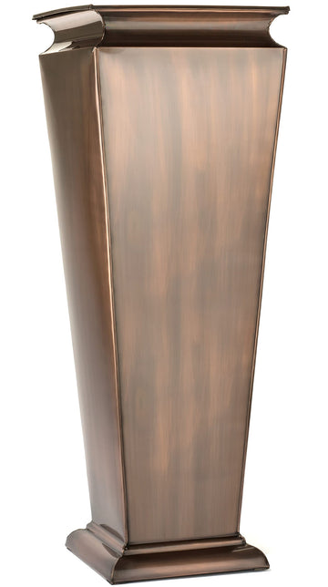 36 In Tall Square Planter, Antique Copper Finish