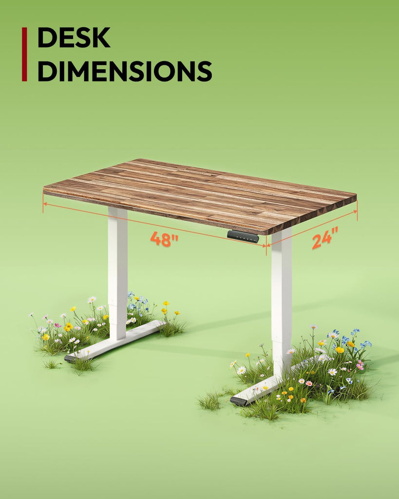 Solid Acacia Wood Standing Desk Dual Motor 47.2x23.6 Walnut/White