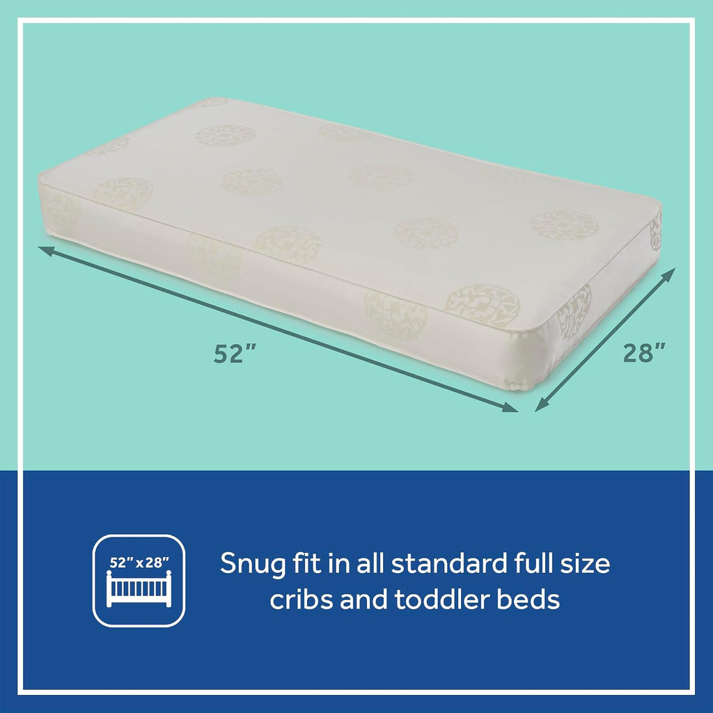 Cotton Cozy Rest Breathable 2 Stage Waterproof Crib Mattress plus Toddler Bed Fit, 204 Coils & Soft Coton Cover